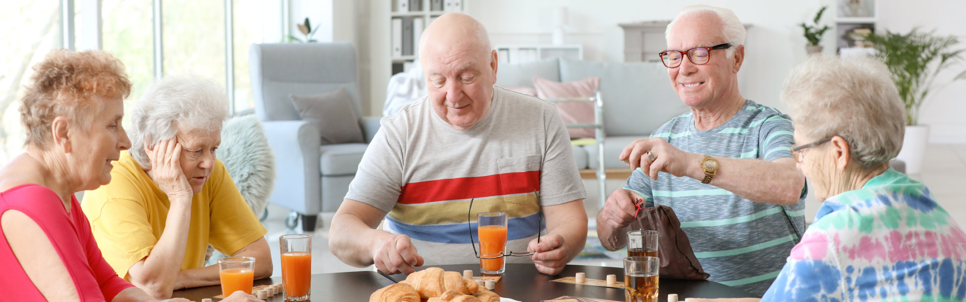 group of seniors eating together