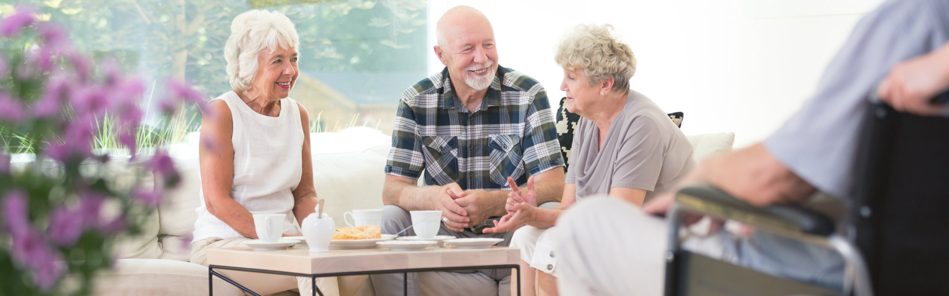 three seniors having a conversation