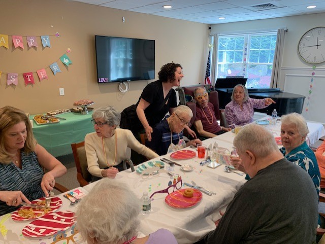 Elder people dining at hall