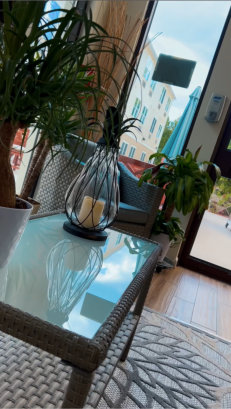 a beautiful living room with candle