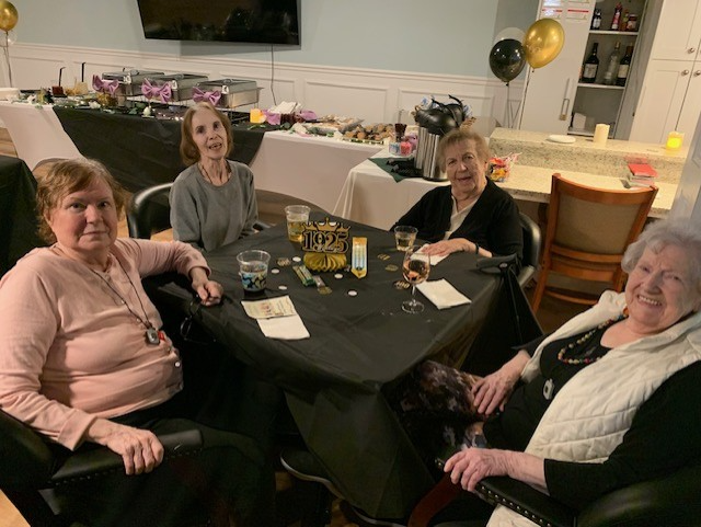 event hall with elderly people dining